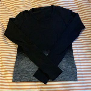 lululemon long sleeve, black/grey ombre, size 6